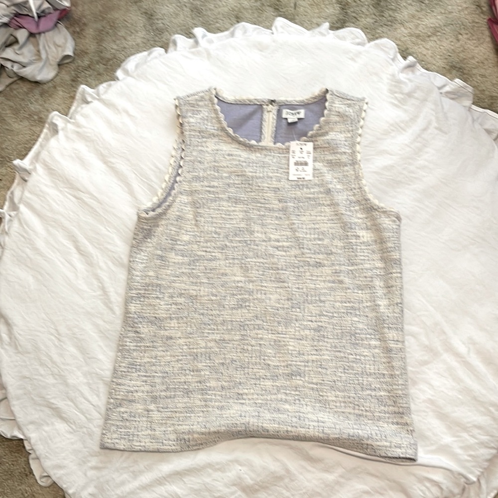 J Crew Tweed Shell NWT Light Blue / Periwinkle and Cream